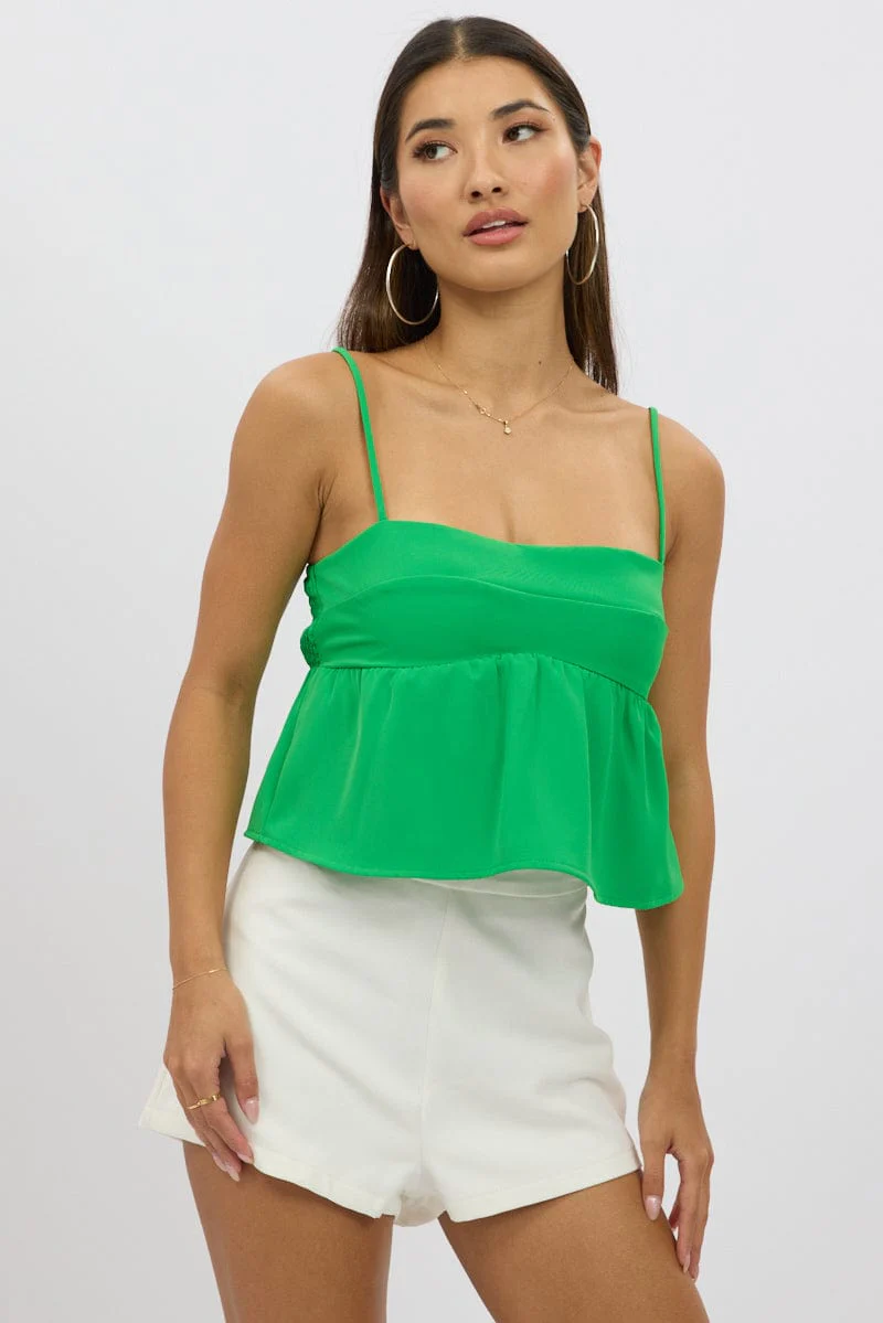 Green Peplum Cami Sleeveless Babydoll - Image 3