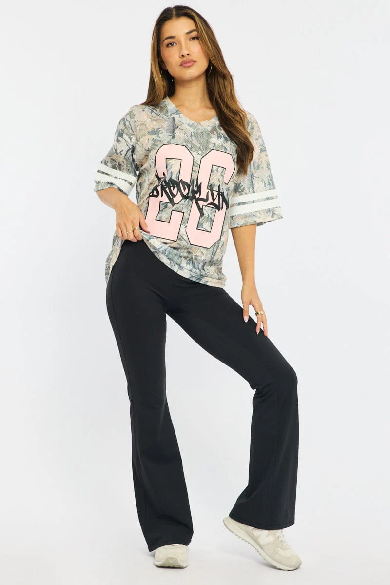 Green Print Sports Tee Short Sleeve - Image 2