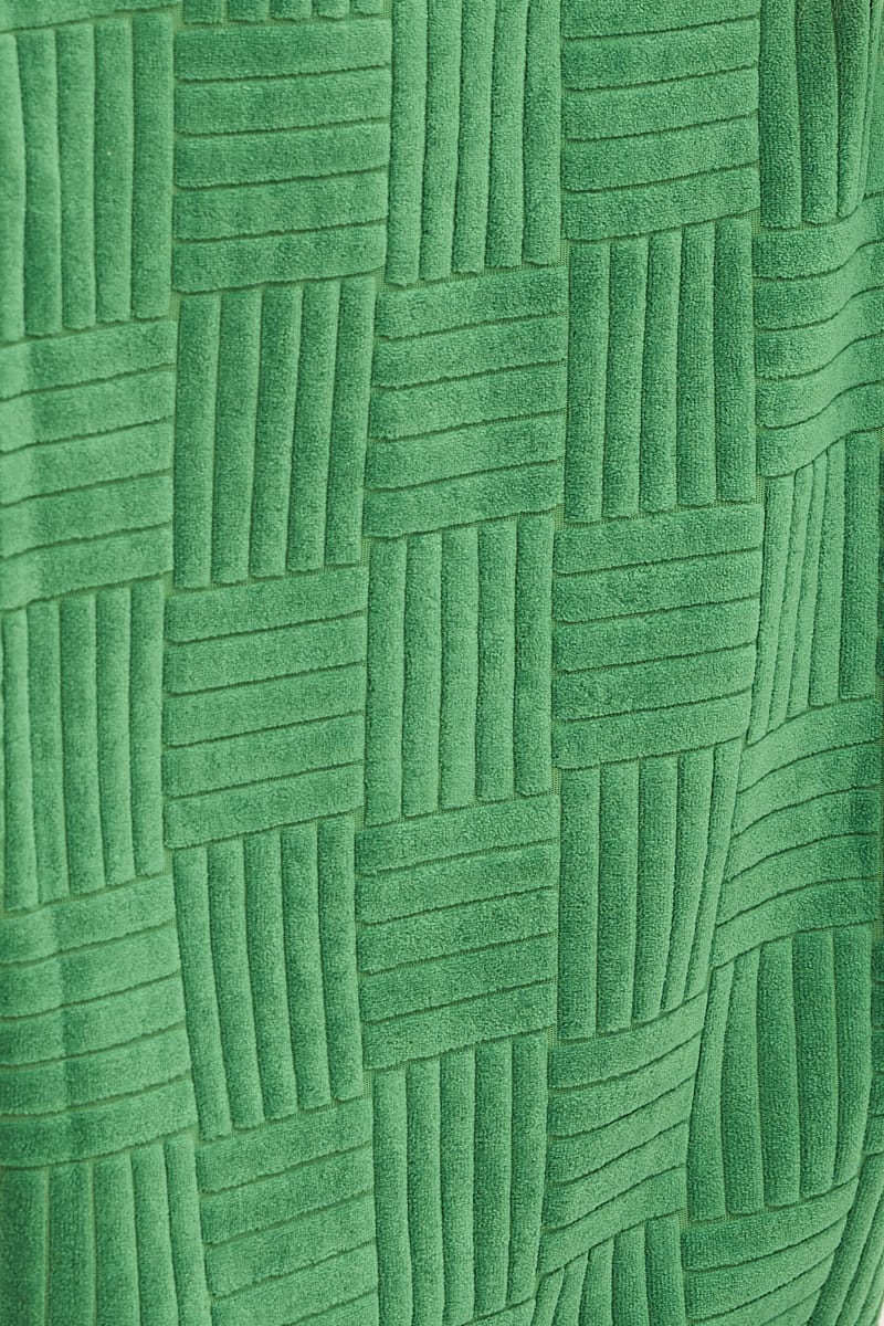 Green Pyjamas Set Short Sleeve Crew Neck Shorts Terry - Image 6