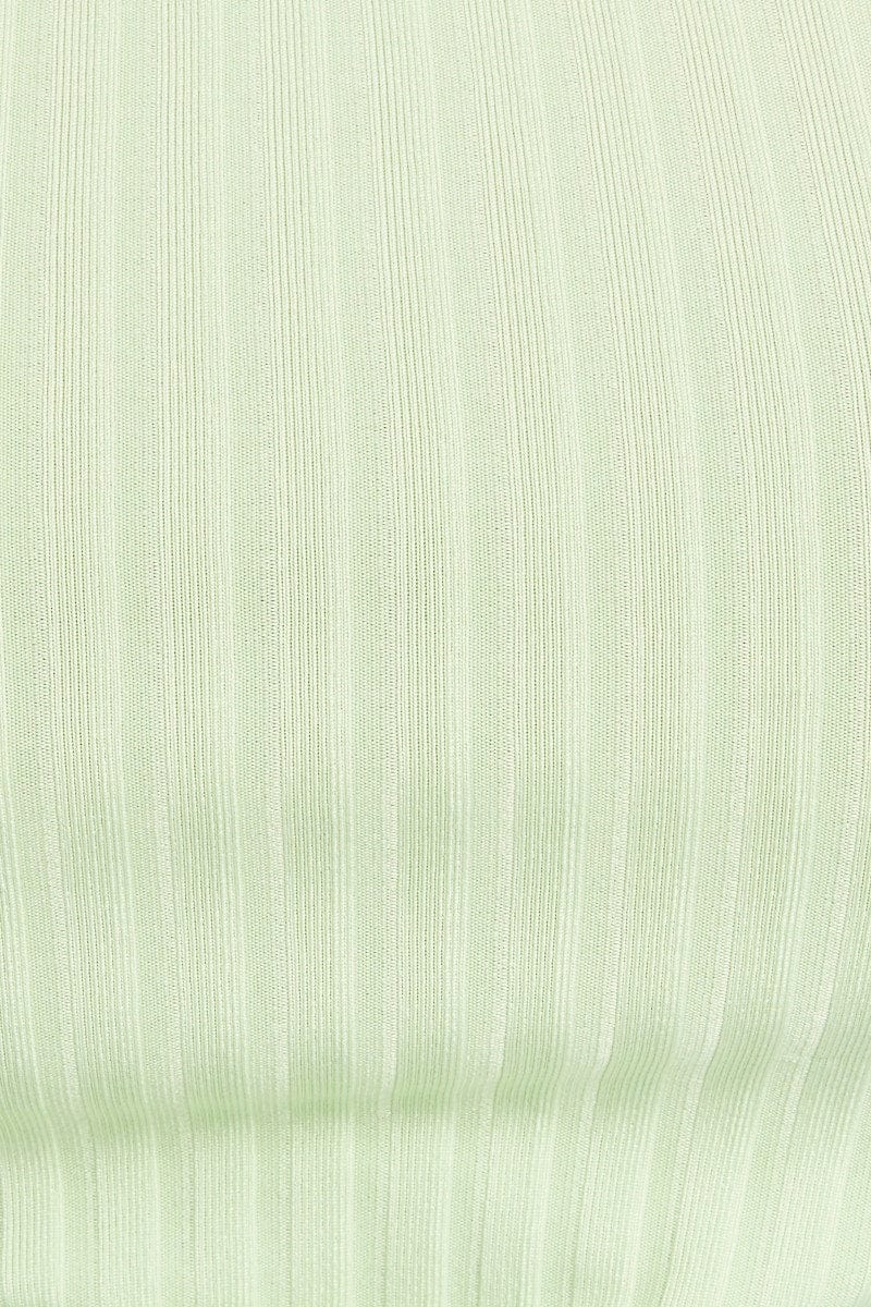 Green Ribbed Scoop Neck Top - Image 5