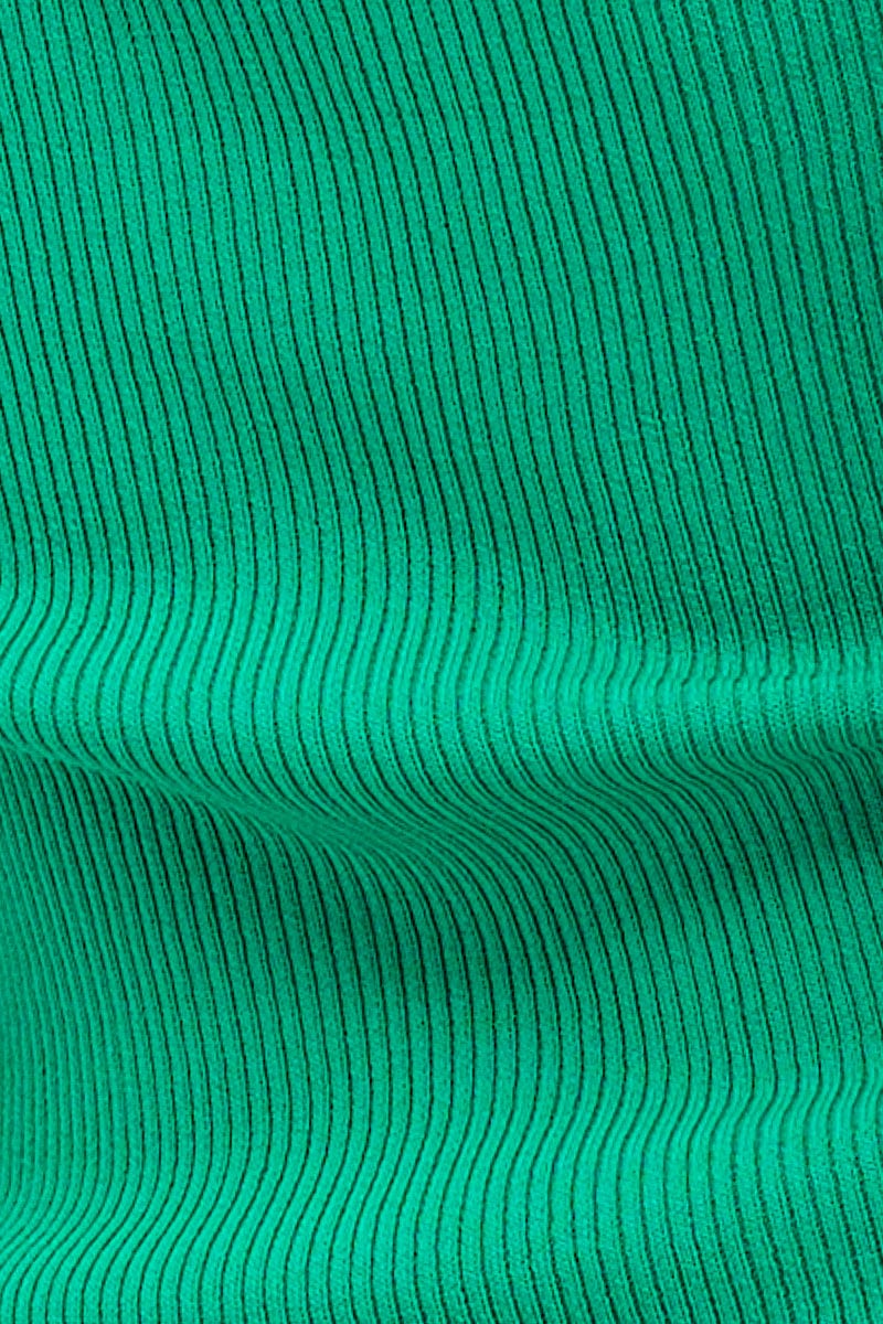 Green Round Neck Rib Knit Tank Top - Image 6