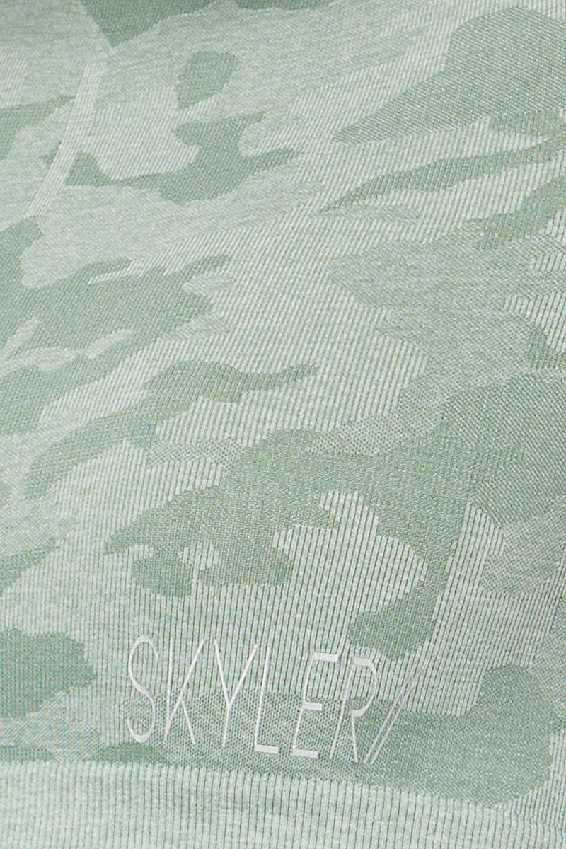 Green Seamless Camo Activewear Long Sleeve Top - Image 6