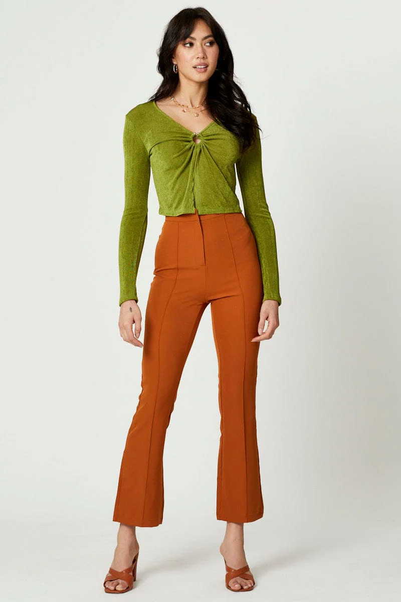 Green Slinky Jersey Long Sleeve Top - Image 2