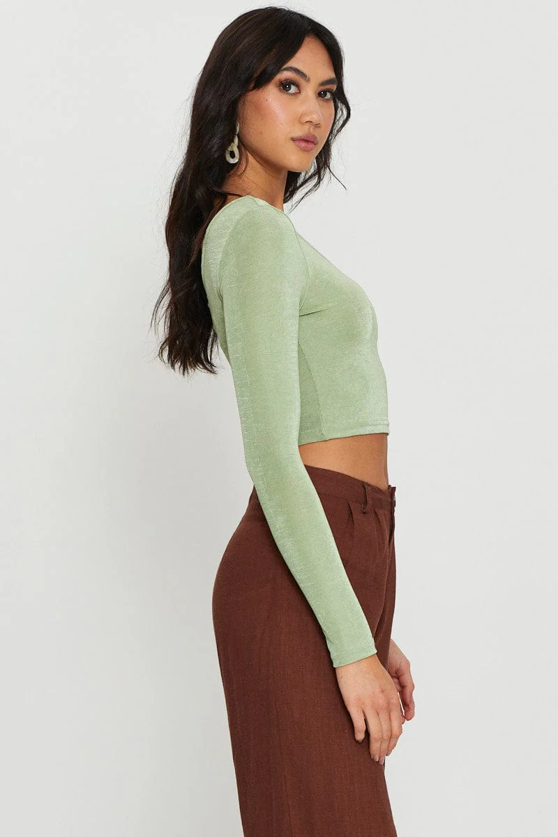 Green Slinky Top One Shoulder - Image 3