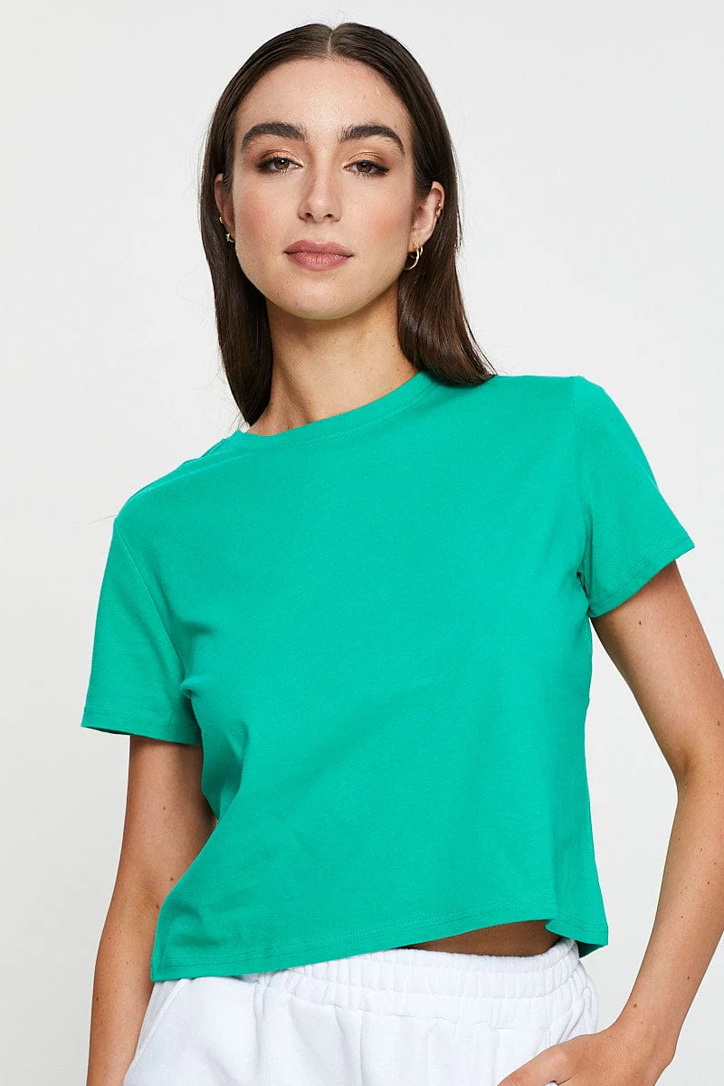 Green T-Shirt Short Sleeve Crew Neck - Image 3