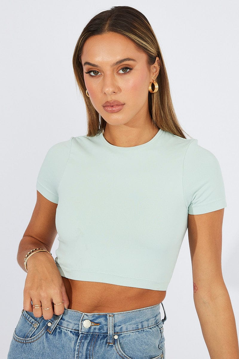 Green T-Shirt Short Sleeve Crew Neck Seamless - Image 3