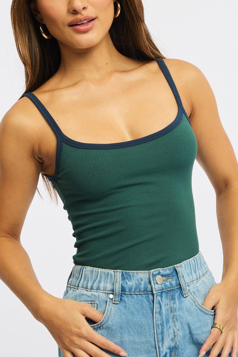 Green Tank Top Sleeveless Rib - Image 5