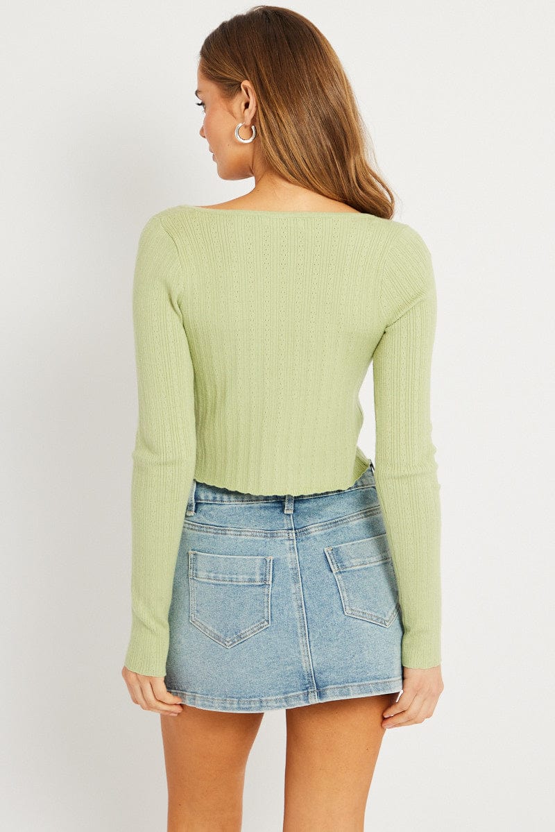 Green Tie Up Cardigan Long Sleeve - Image 5