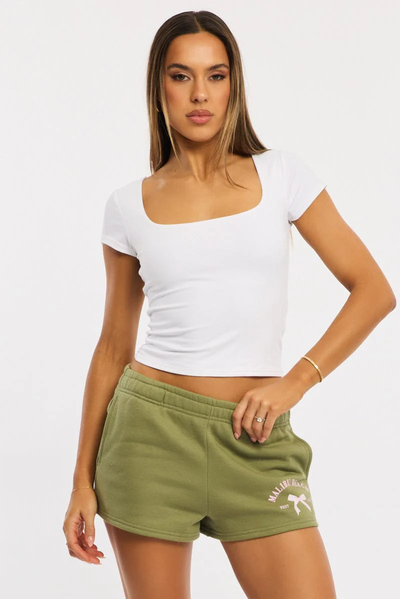 Green Track Short Elasticated Waist