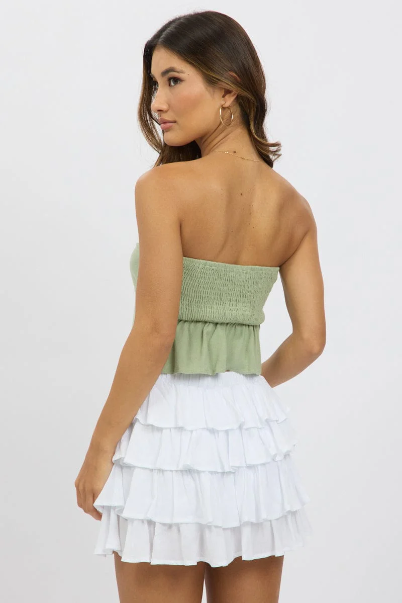 Green Tube Top Strapless Open Front Linen Blend - Image 5