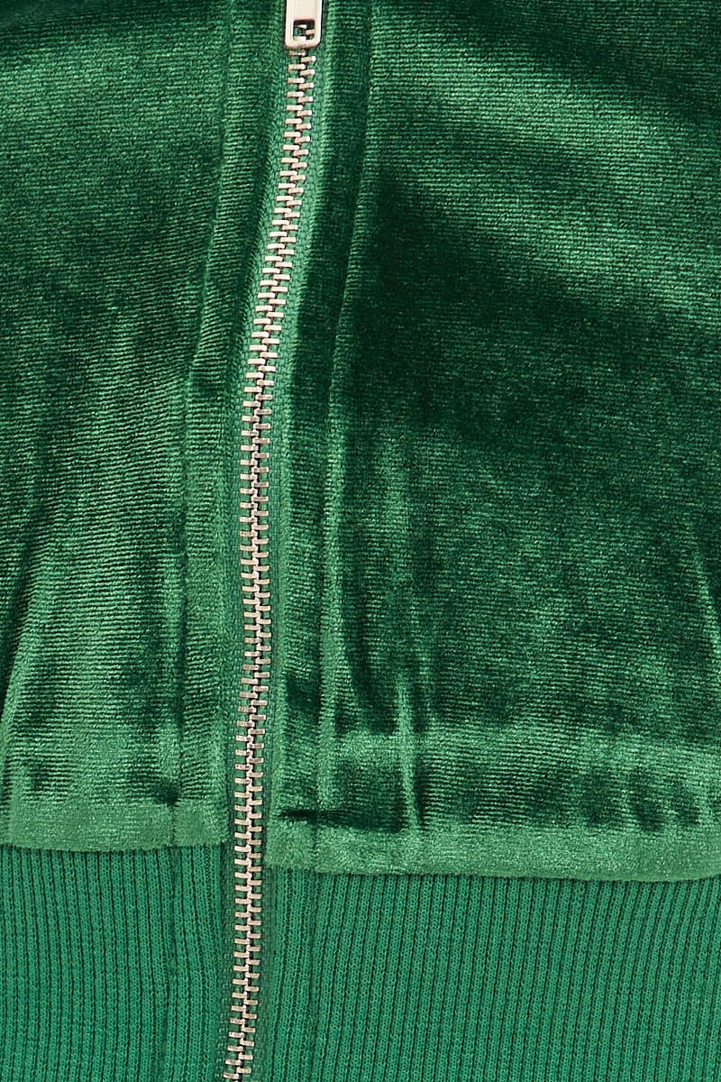 Green Velour Short Sleeve Zip Lounge Hoodie - Image 6