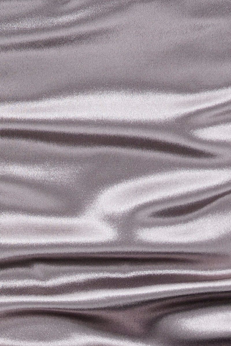 Grey Bodysuit Sleeveless Sweetheart Satin Stretch - Image 6