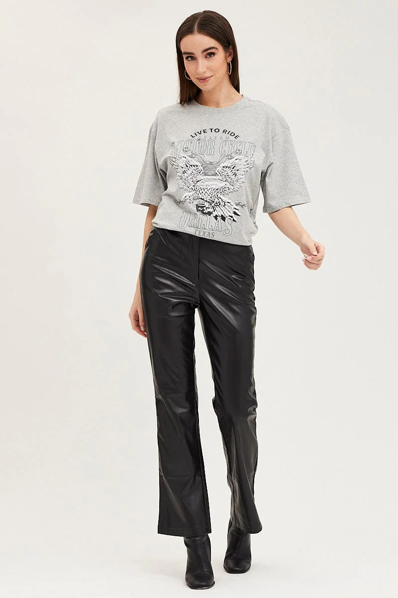 Grey Crew Neck Oversized Tee - Image 2