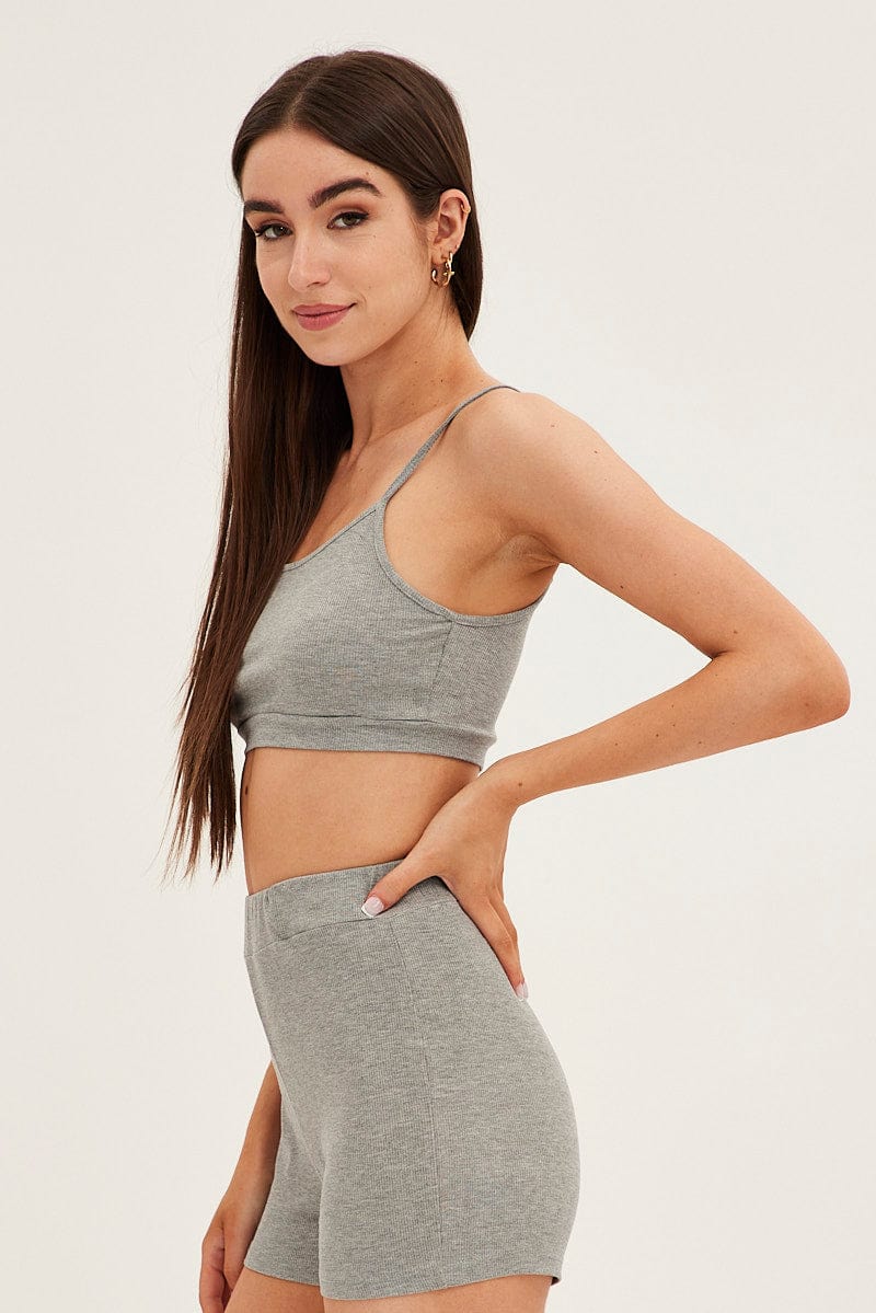 Grey Crop Singlet Loungewear Set - Image 4