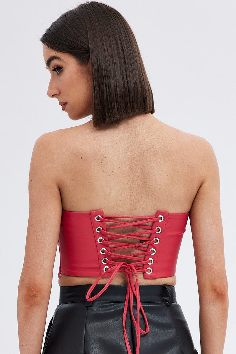 Red Faux Leather Corset - Image 5