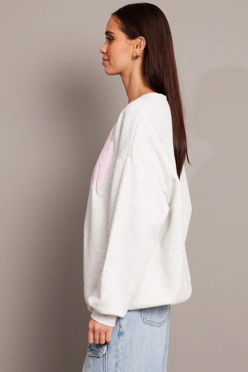 Grey Graphic Sweater Long Sleeve - Image 4