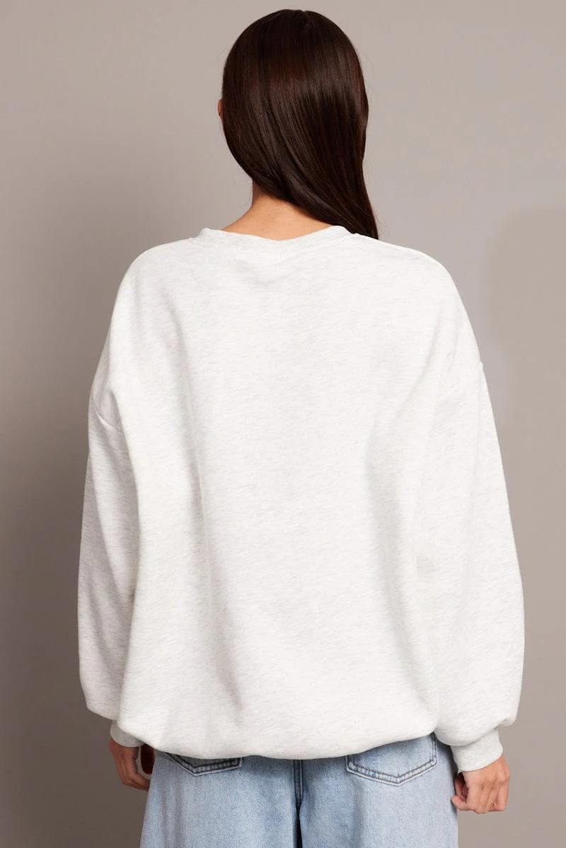 Grey Graphic Sweater Long Sleeve - Image 5