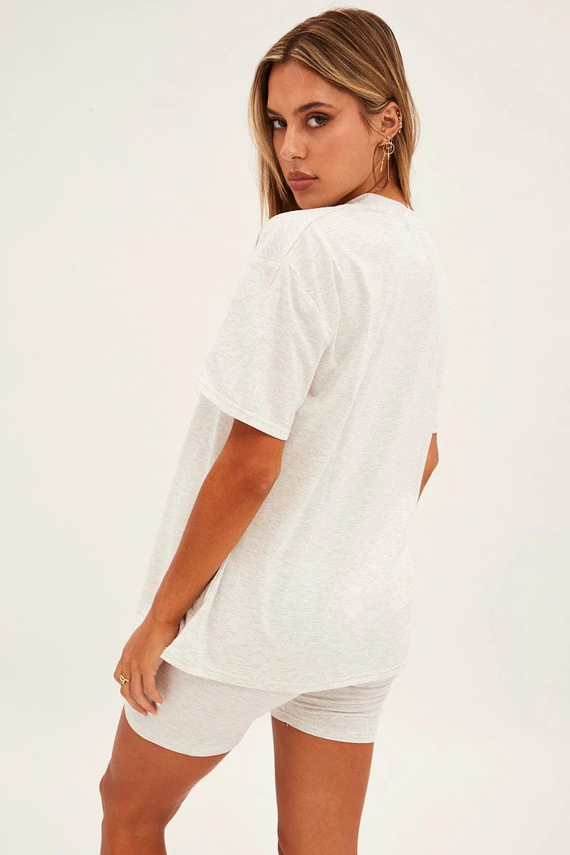 Grey Graphic T And Biker Shorts Set - Image 5