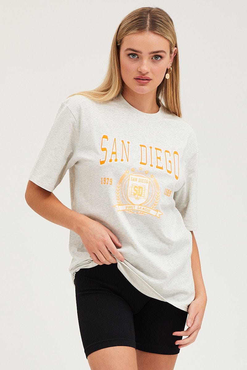 Grey Graphic T-Shirt Short Sleeve Embroided - Image 4