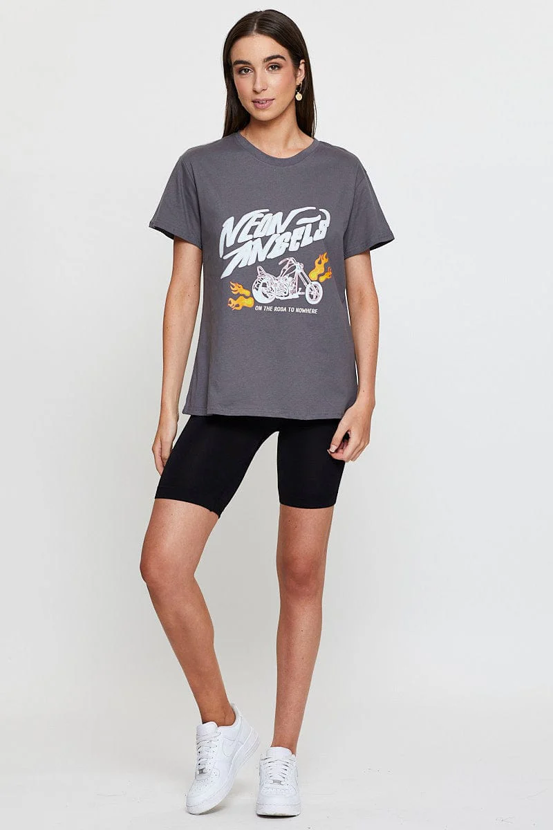Grey Graphic T-Shirt Short Sleeve - Image 2