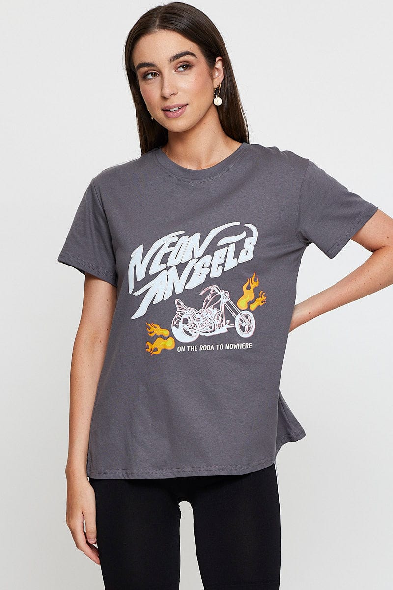 Grey Graphic T-Shirt Short Sleeve - Image 3