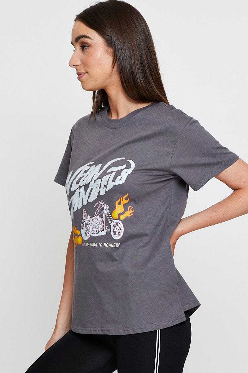 Grey Graphic T-Shirt Short Sleeve - Image 4