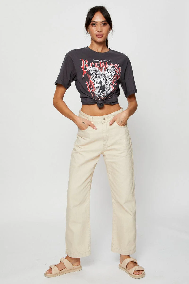 Grey Graphic T Shirt Short Sleeve - Image 2