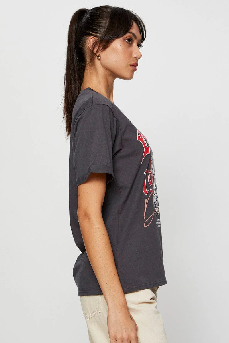 Grey Graphic T Shirt Short Sleeve - Image 4