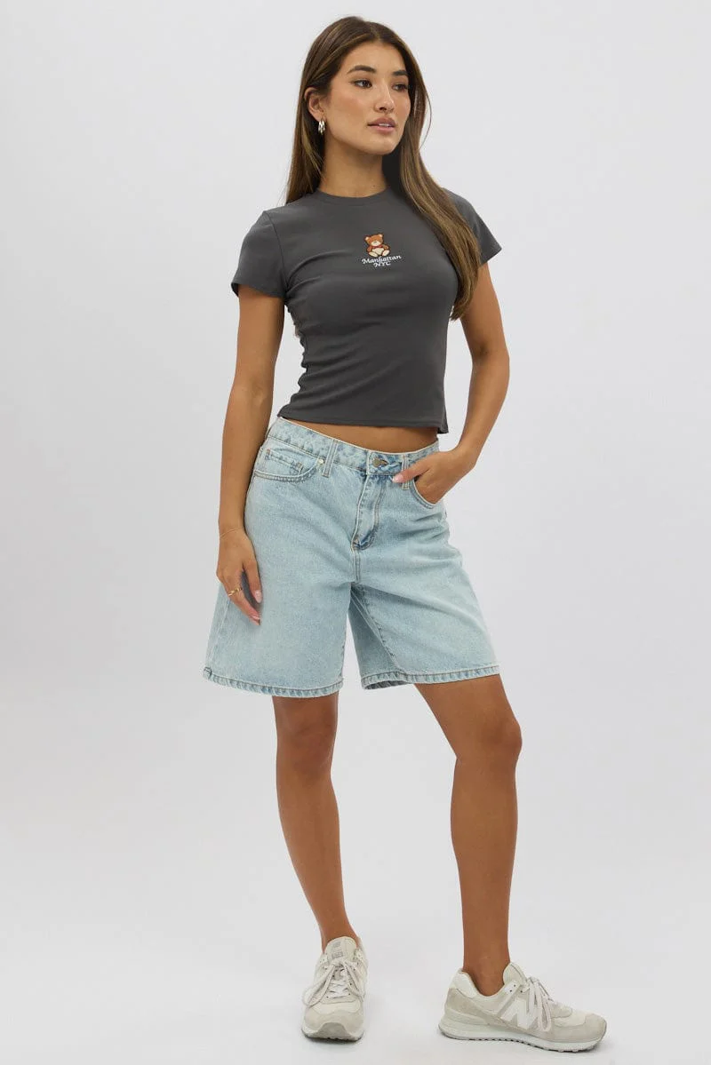 Grey Graphic Tee Short Sleeve - Image 3
