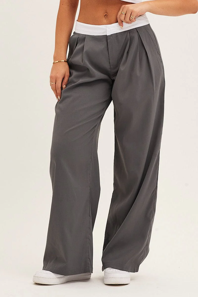 Grey Pants Wide Leg Low Rise - Image 3