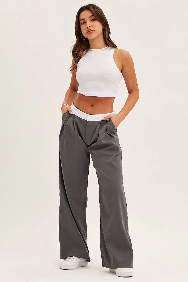 Grey Pants Wide Leg Low Rise - Image 4