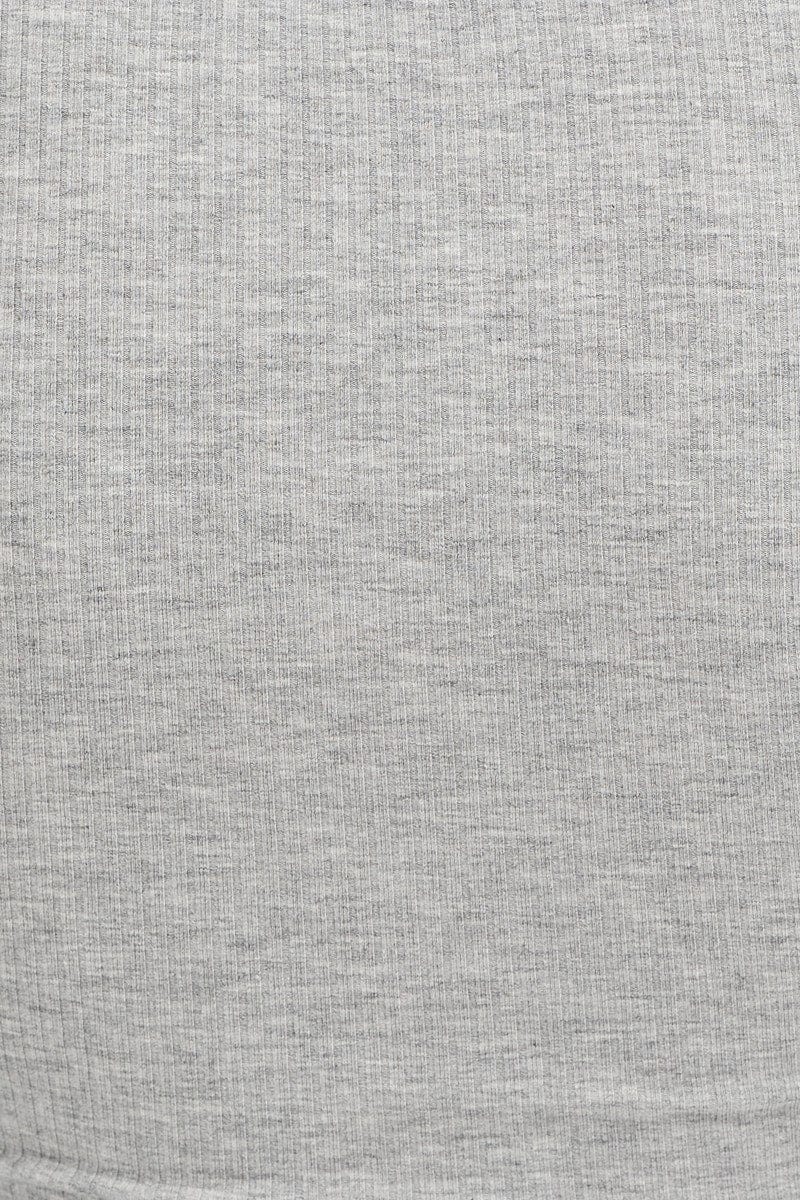 Grey Rib Crop Top Long Sleeve - Image 6