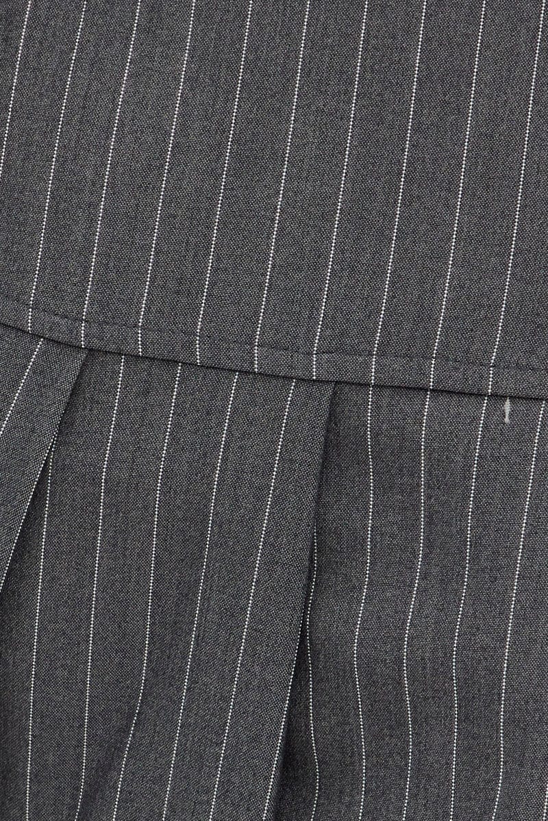 Grey Stripe Tennis Skirt Low Rise Mini Pleated Lined - Image 6