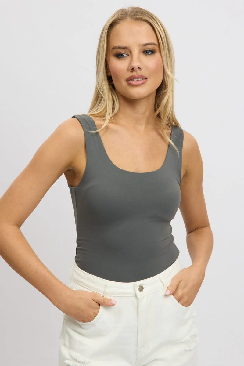Grey Supersoft Top U Neck Sleeveless - Image 3