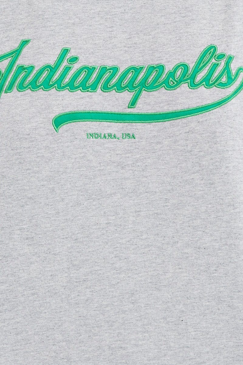 Grey T-Shirt Short Sleeve Crew Neck Indianapolis - Image 6