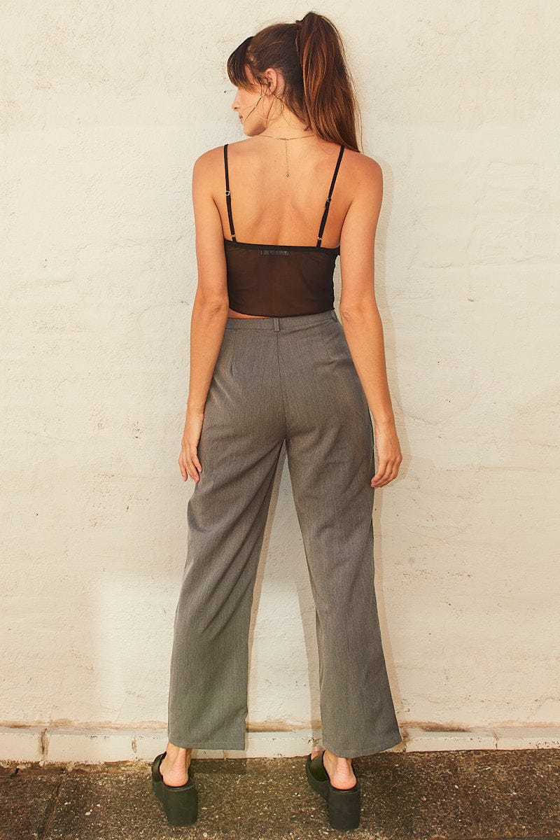 Grey Tailored Pant High Waist - Image 5