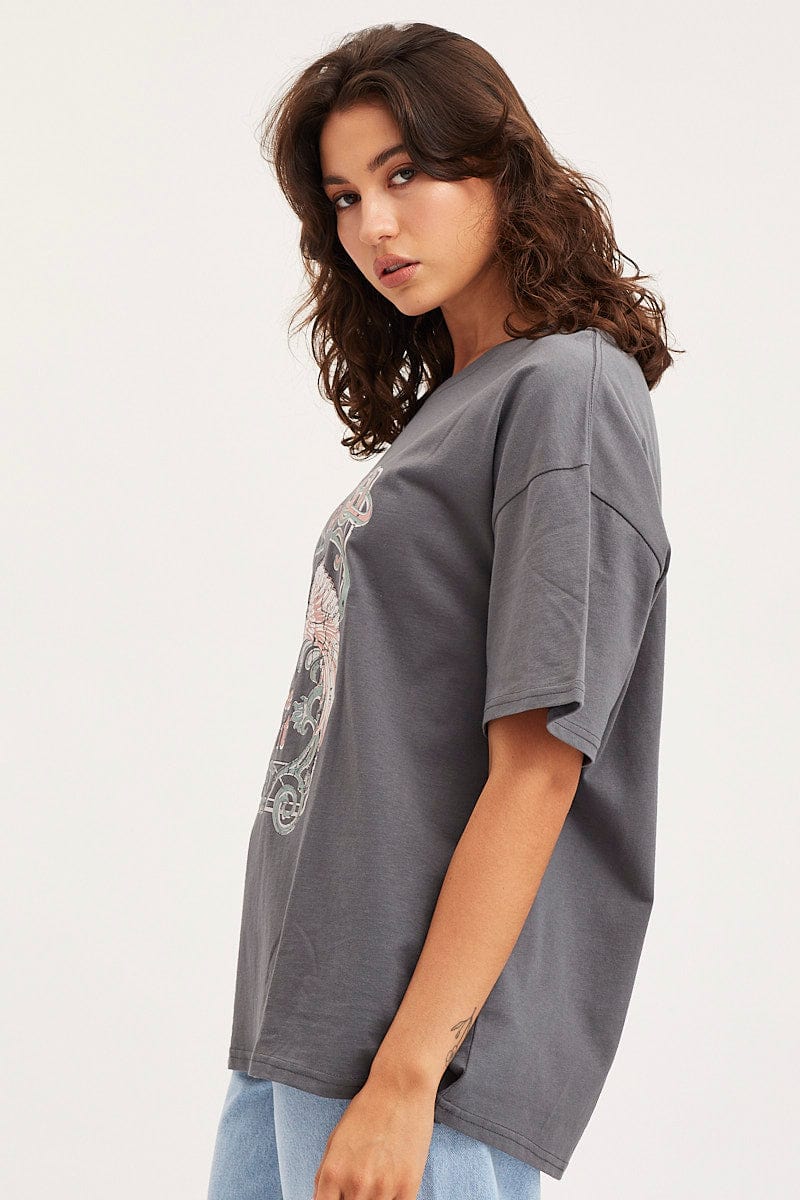 Grey Unisex T-Shirt Short Sleeve Oversized Crew Neck - Image 4