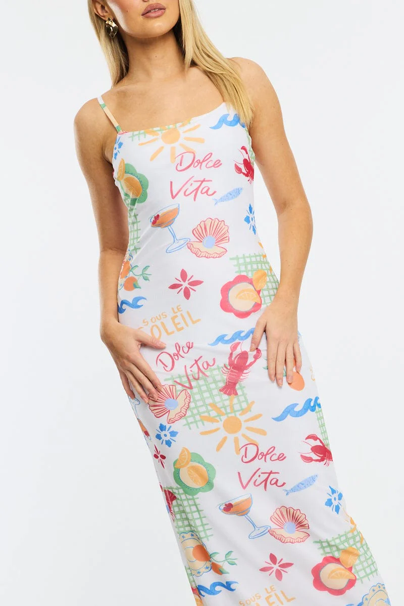 Multi Abstract Bodycon Dress Mesh - Image 5