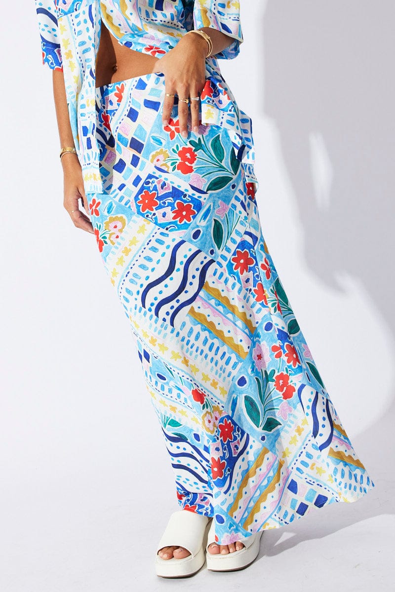 Multi Abstract Maxi Bias Skirt - Image 2