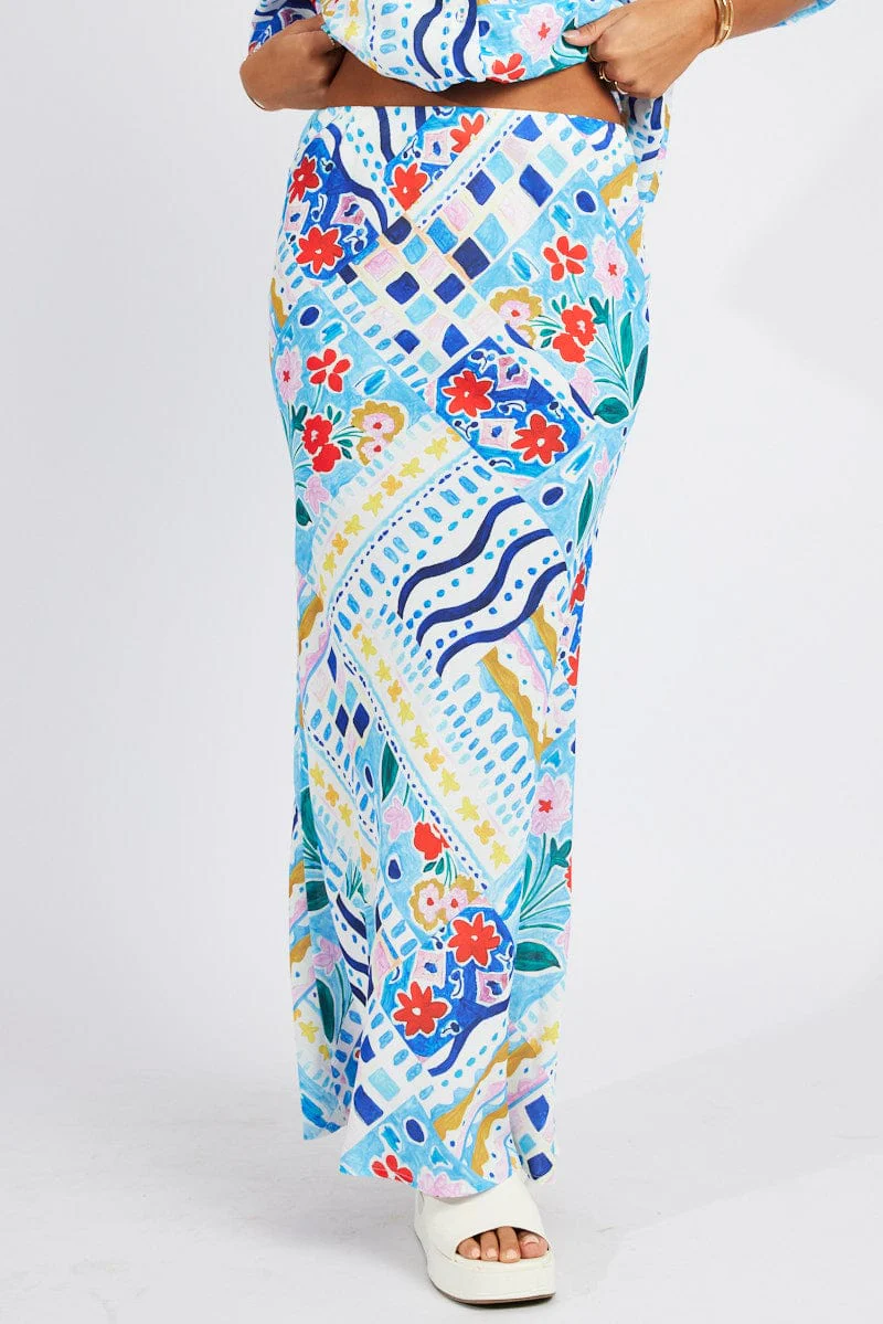 Multi Abstract Maxi Bias Skirt - Image 3