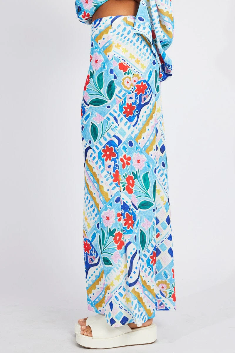 Multi Abstract Maxi Bias Skirt - Image 4