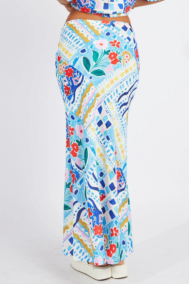 Multi Abstract Maxi Bias Skirt - Image 5
