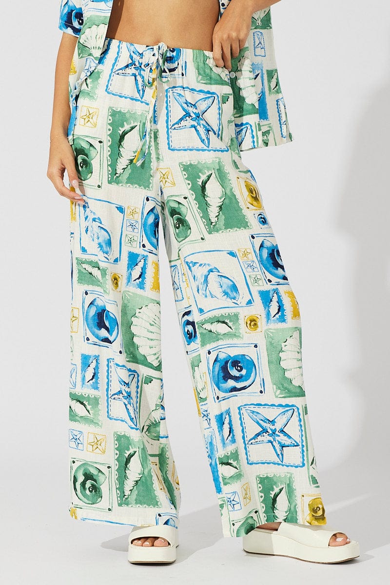 Multi Abstract Wide Leg Pants High Rise - Image 2
