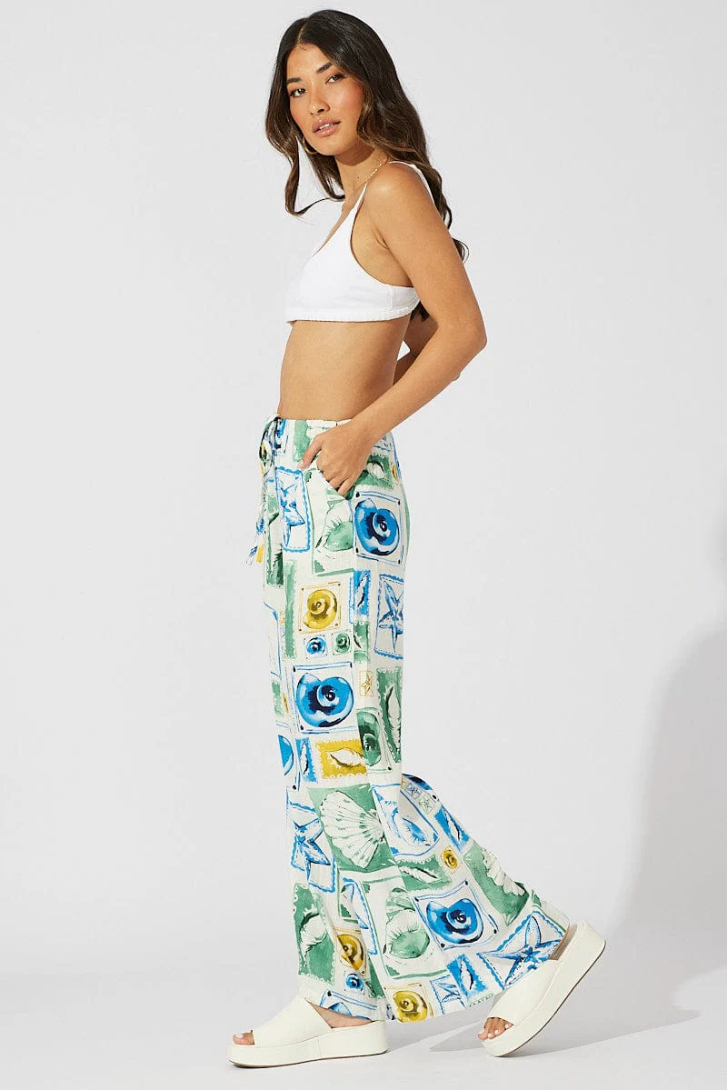 Multi Abstract Wide Leg Pants High Rise - Image 4