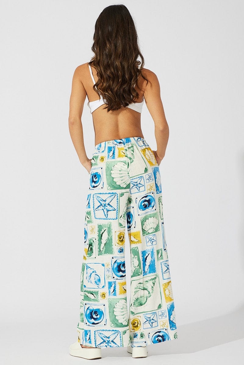 Multi Abstract Wide Leg Pants High Rise - Image 5