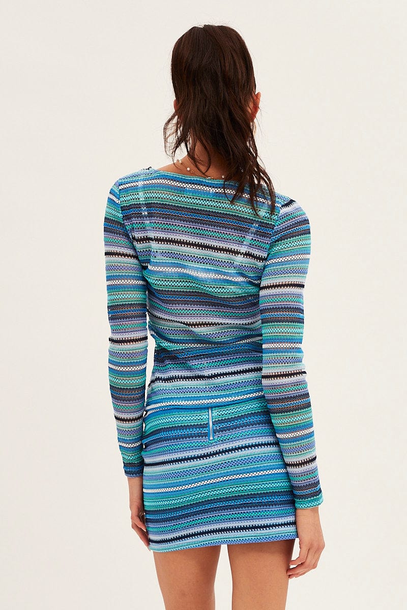 Multi Colour Tie Bolero Long Sleeve Top Crochet - Image 5