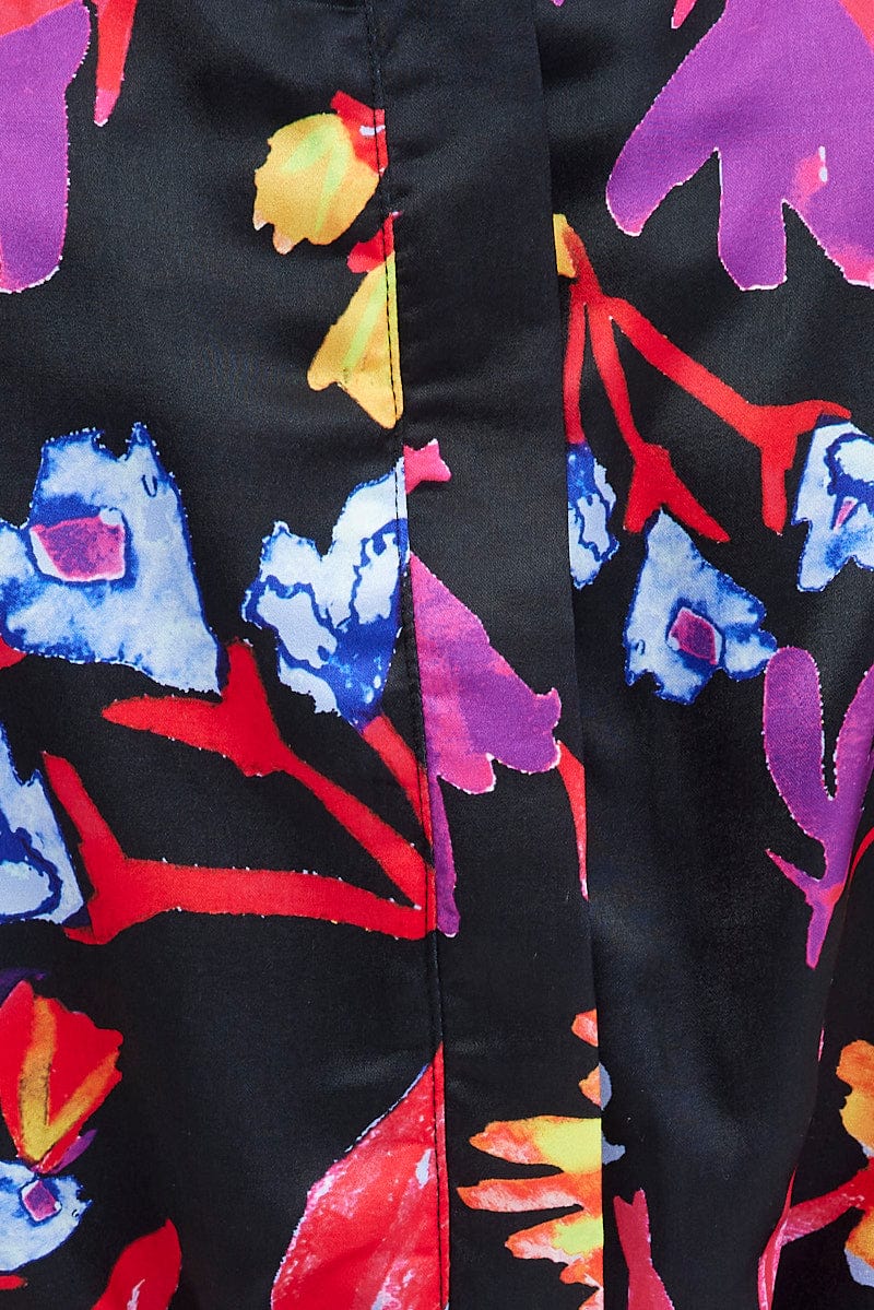 Multi Floral Bright Floral Ring Detail Keyhole Dress - Image 6