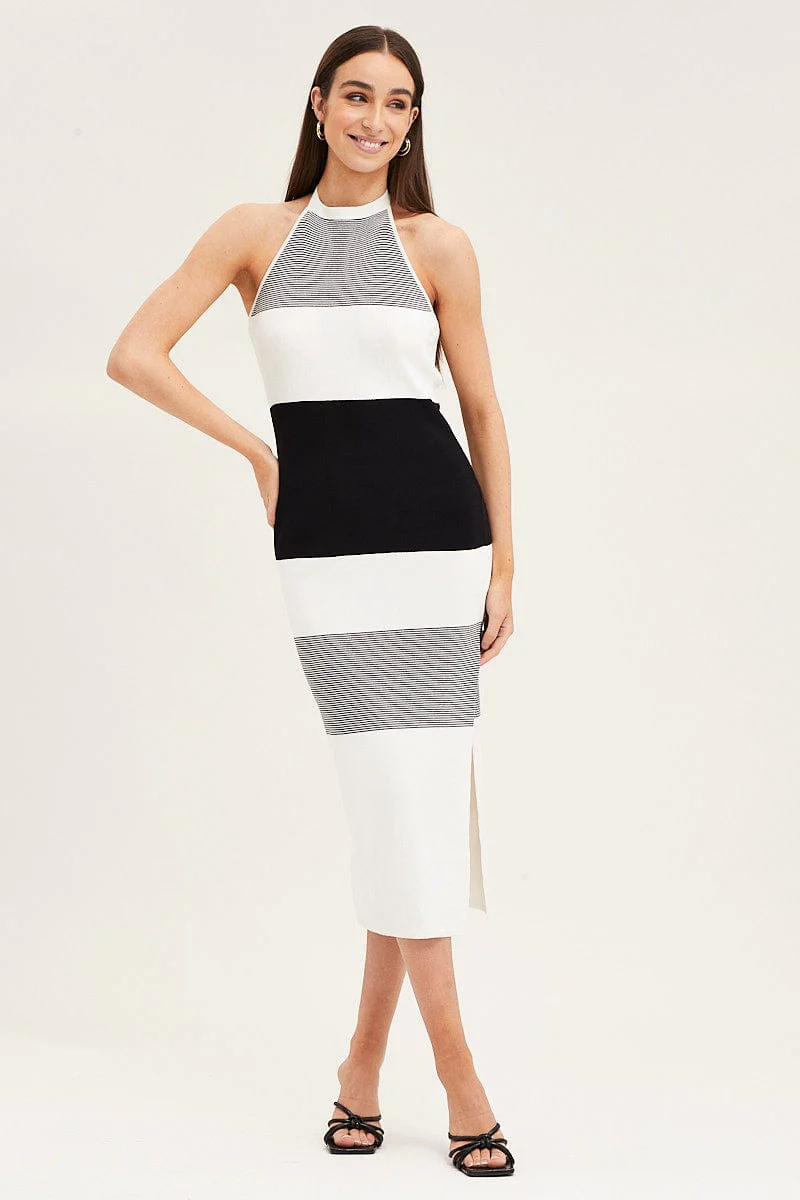Multi Halter Knit Midi Dress - Image 3