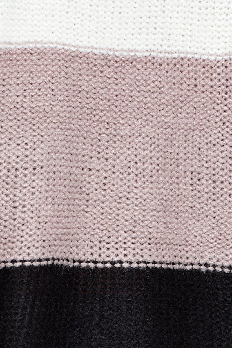 Multi Knit Top Long Sleeve Relaxed Colour Block - Image 6