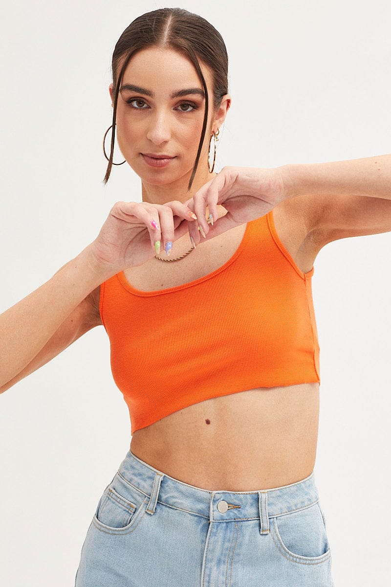 Orange Basic Jersey Top - Image 3